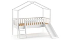Halfhoogslaper Dallas Als Huis Met Glijbaan -Slaapcomfort Winkel Halfhoogslaper Dallas als huis met glijbaan wit 2