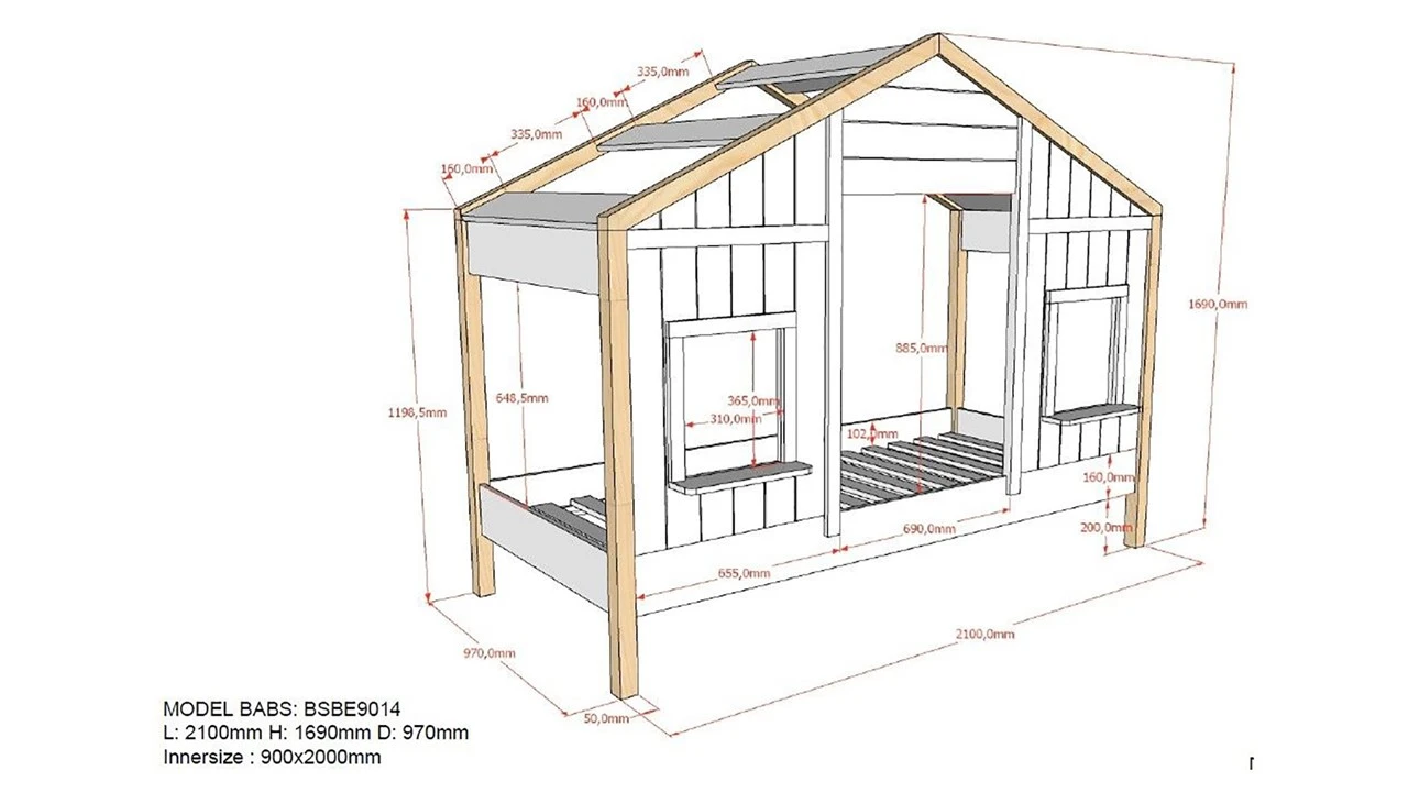 HuisBed Babs 90 4 HuisBed Babs 90 - Afbeelding 4