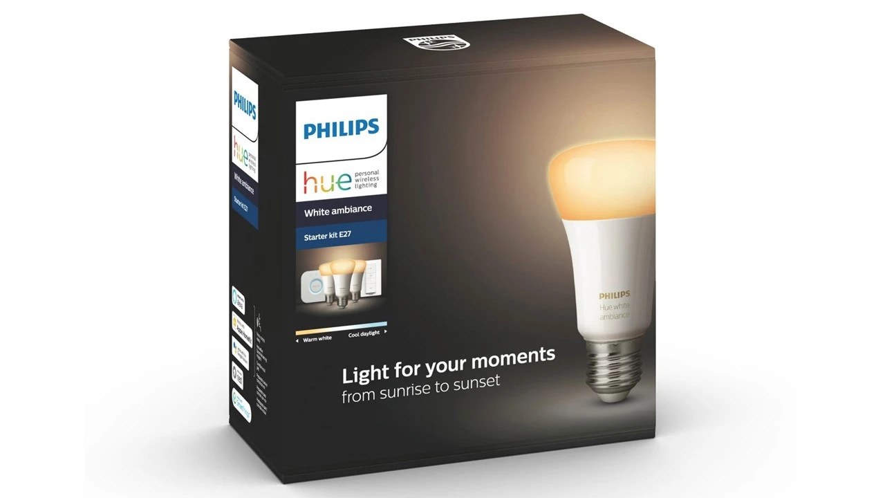 Verlichting Philips Hue White Ambiance Starterkit E27 (3 Lampen, 1 Dimmer + Bridge) 1 Verlichting Philips Hue White Ambiance Starterkit E27 (3 Lampen, 1 Dimmer + Bridge)